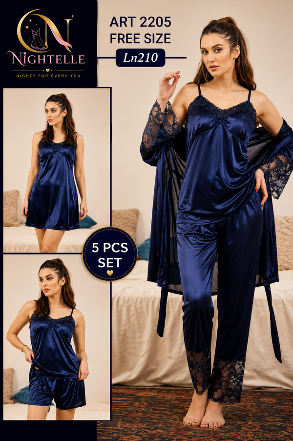 5Pcs Luxury Bridal Nighty Set