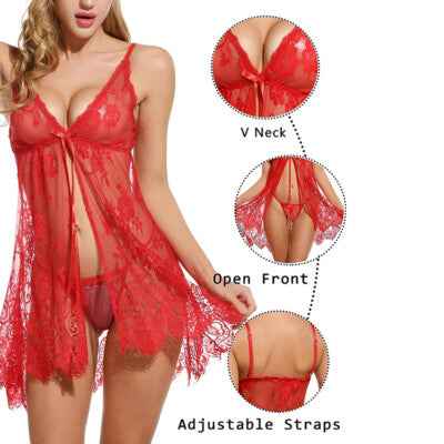 Imported Sexy Lace Lingerie Babydoll for Women – Sheer Nightwear Set